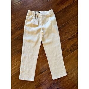 Zara 100% Linen Dress Pants Boys 8 Ivory Adjustable Waist Limited Edition NEW